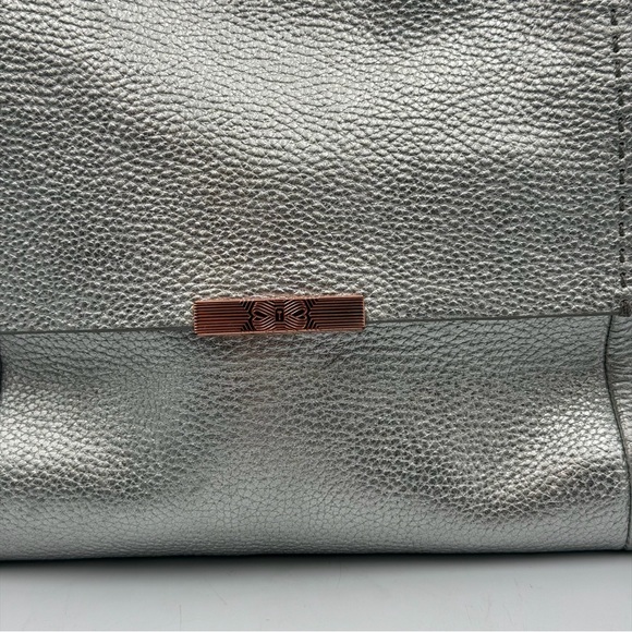 Ted Baker Silver Leather Shoulder Bag Pink Bow Lining main image 5